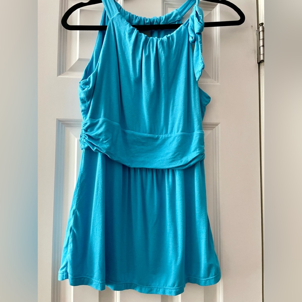 Ann Taylor turquoise tank with one shoulder tie - Small